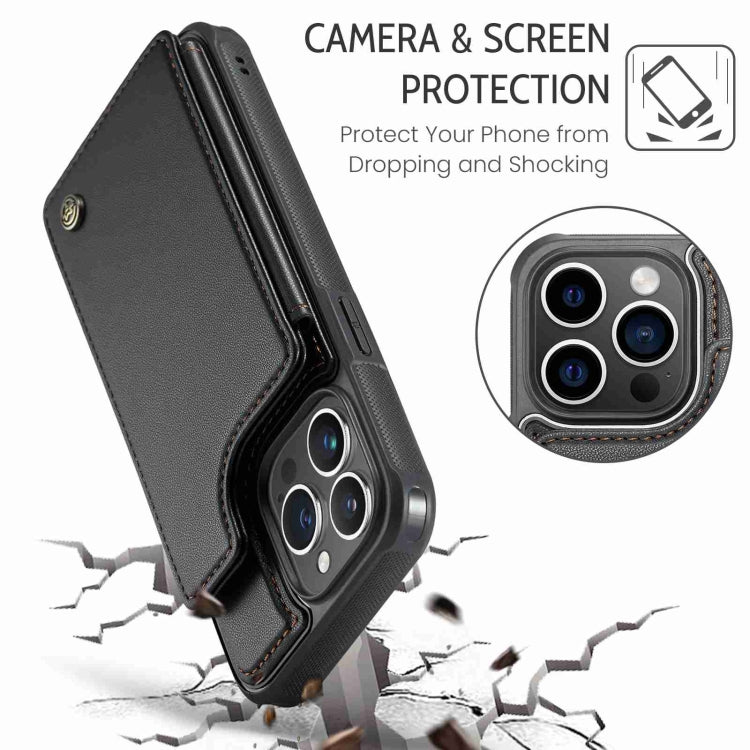 For iPhone 15 Pro CaseMe C22 Card Slots Holder RFID Anti-theft Phone Case(Black) - free shipping - PMC Jewellery - Order now!