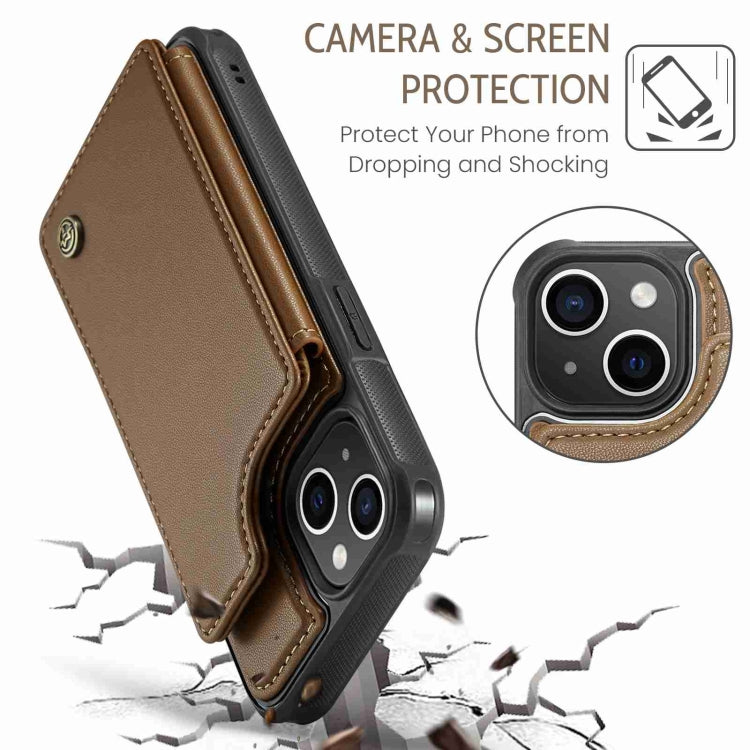 For iPhone 15 CaseMe C22 Card Slots Holder RFID Anti-theft Phone Case(Brown) - iPhone 15 Pro Cases by CaseMe | Online Shopping South Africa | PMC Jewellery | Buy Now Pay Later Mobicred