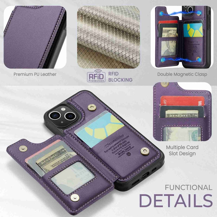 For iPhone 15 CaseMe C22 Card Slots Holder RFID Anti-theft Phone Case(Purple) - iPhone 15 Pro Cases by CaseMe | Online Shopping South Africa | PMC Jewellery | Buy Now Pay Later Mobicred