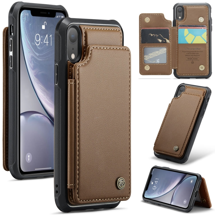 For iPhone XR CaseMe C22 Card Slots Holder RFID Anti-theft Phone Case(Brown) - More iPhone Cases by CaseMe | Online Shopping South Africa | PMC Jewellery | Buy Now Pay Later Mobicred