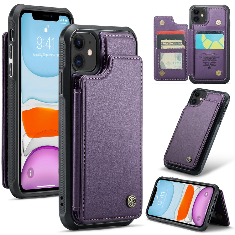 For iPhone 11 CaseMe C22 Card Slots Holder RFID Anti-theft Phone Case(Purple) - iPhone 11 Cases by CaseMe | Online Shopping South Africa | PMC Jewellery | Buy Now Pay Later Mobicred