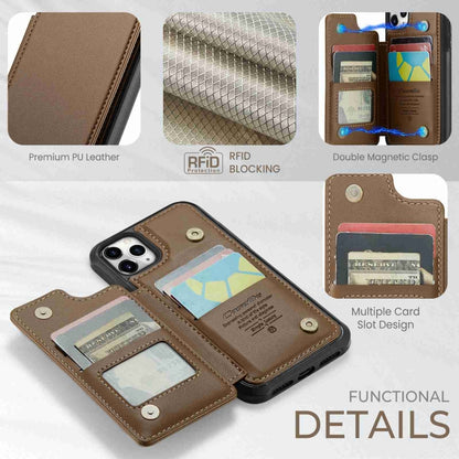 For iPhone 11 Pro Max CaseMe C22 Card Slots Holder RFID Anti-theft Phone Case(Brown) - iPhone 11 Pro Max Cases by CaseMe | Online Shopping South Africa | PMC Jewellery | Buy Now Pay Later Mobicred