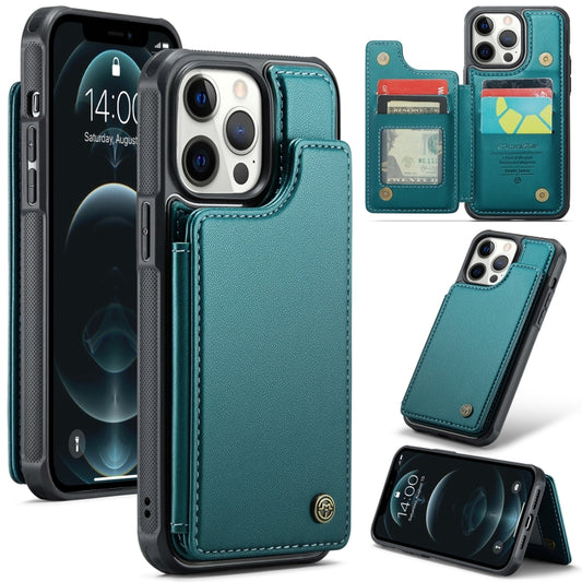 For iPhone 12 Pro Max CaseMe C22 Card Slots Holder RFID Anti-theft Phone Case(Blue Green) - iPhone 12 Pro Max Cases by CaseMe | Online Shopping South Africa | PMC Jewellery | Buy Now Pay Later Mobicred