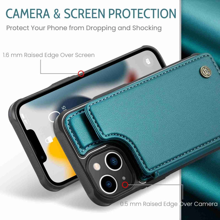 For iPhone 13 CaseMe C22 Card Slots Holder RFID Anti-theft Phone Case(Blue Green) - iPhone 13 Cases by CaseMe | Online Shopping South Africa | PMC Jewellery | Buy Now Pay Later Mobicred