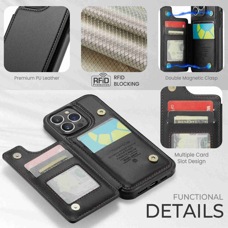 For iPhone 13 Pro CaseMe C22 Card Slots Holder RFID Anti-theft Phone Case(Black) - free shipping - PMC Jewellery - Order now!