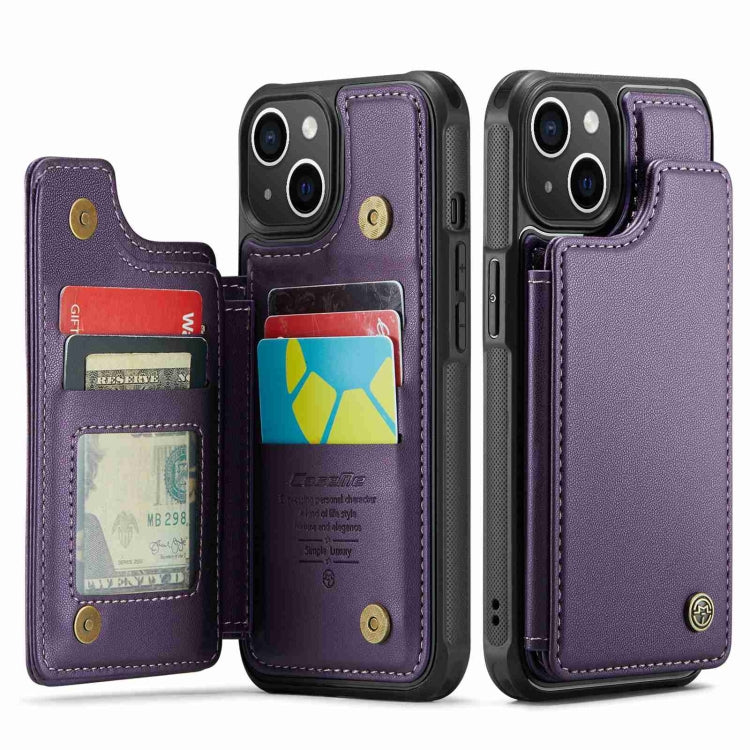 For iPhone 14 Plus CaseMe C22 Card Slots Holder RFID Anti-theft Phone Case(Purple) - iPhone 14 Plus Cases by CaseMe | Online Shopping South Africa | PMC Jewellery | Buy Now Pay Later Mobicred