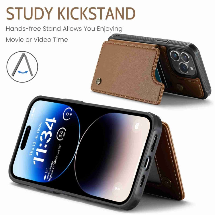 For iPhone 14 Pro Max CaseMe C22 Card Slots Holder RFID Anti-theft Phone Case(Brown) - free shipping - PMC Jewellery - Order now!