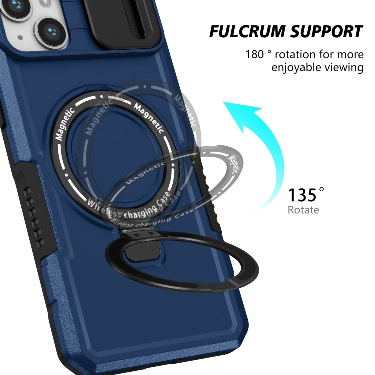For iPhone 14 Plus Sliding Camshield Magsafe Holder TPU Hybrid PC Phone Case(Royal Blue) - iPhone 14 Plus Cases by PMC TechLife | Online Shopping South Africa | PMC TechLife