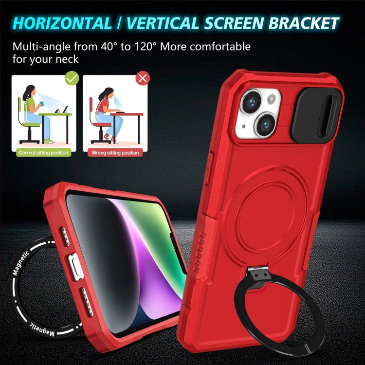 For iPhone 14 Plus Sliding Camshield Magsafe Holder TPU Hybrid PC Phone Case(Red) - iPhone 14 Plus Cases by PMC Jewellery | Online Shopping South Africa | PMC Jewellery