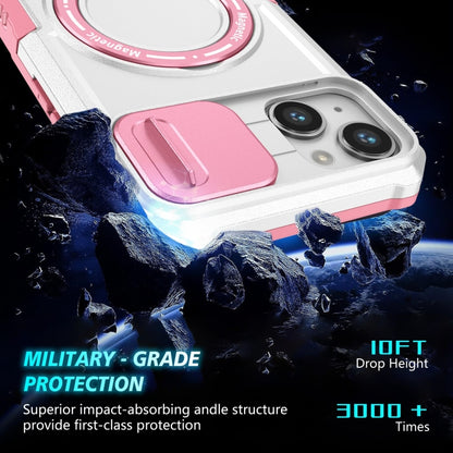 For iPhone 14 Sliding Camshield Magsafe Holder TPU Hybrid PC Phone Case(Pink White) - iPhone 14 Cases by PMC Jewellery | Online Shopping South Africa | PMC Jewellery