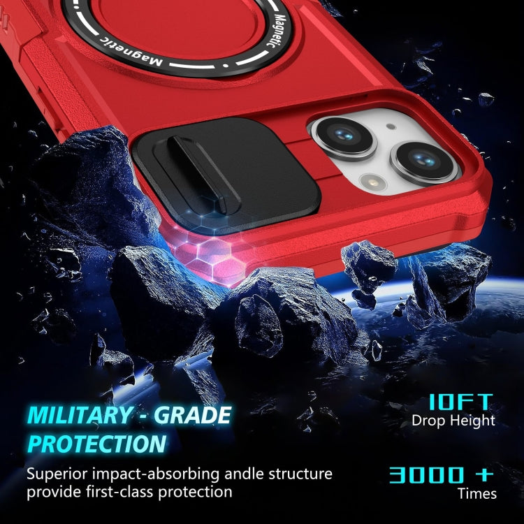 For iPhone 14 Sliding Camshield Magsafe Holder TPU Hybrid PC Phone Case(Red) - iPhone 14 Cases by PMC TechLife | Online Shopping South Africa | PMC TechLife