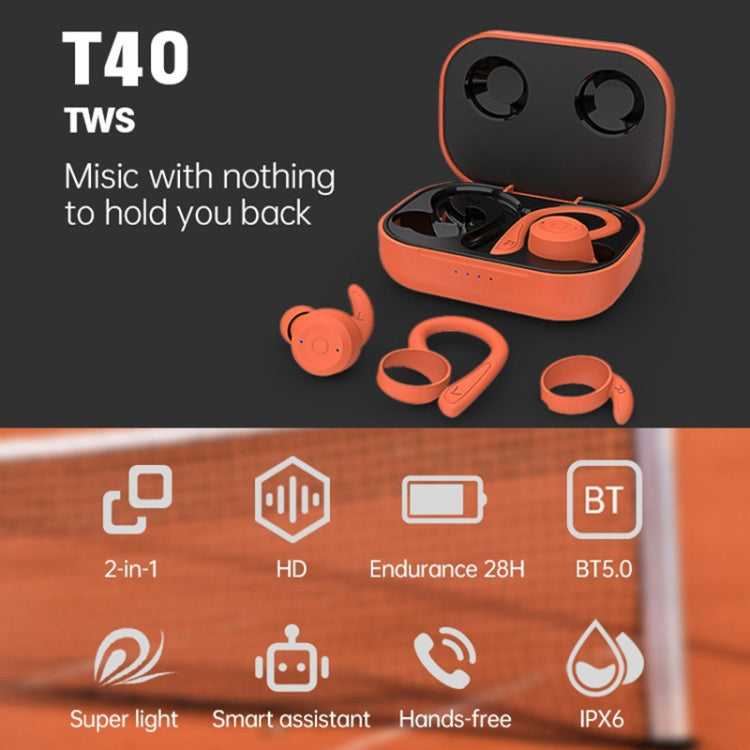 T&G T40 TWS IPX6 Waterproof Hanging Ear Wireless Bluetooth Earphones with Charging Box(Blue) - TWS Earphone by T&G | Online Shopping South Africa | PMC Jewellery | Buy Now Pay Later Mobicred