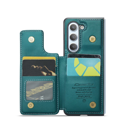 For Samsung Galaxy Z Fold5 CaseMe C22 PC+TPU Business Style RFID Anti-theft Leather Phone Case(Blue Green) - Galaxy Z Fold5 Cases by CaseMe | Online Shopping South Africa | PMC Jewellery | Buy Now Pay Later Mobicred