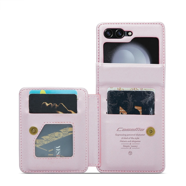 For Samsung Galaxy Z Flip5 CaseMe C22 PC+TPU Business Style RFID Anti-theft Leather Phone Case(Pink) - Galaxy Z Flip5 Cases by CaseMe | Online Shopping South Africa | PMC Jewellery | Buy Now Pay Later Mobicred