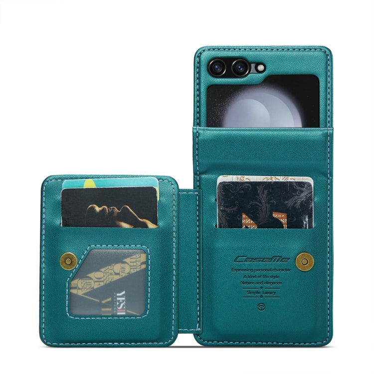 For Samsung Galaxy Z Flip5 CaseMe C22 PC+TPU Business Style RFID Anti-theft Leather Phone Case(Blue Green) - Galaxy Z Flip5 Cases by CaseMe | Online Shopping South Africa | PMC Jewellery | Buy Now Pay Later Mobicred