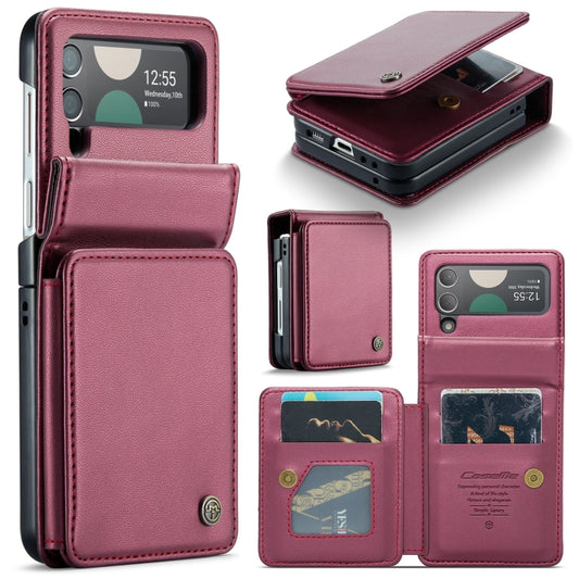 For Samsung Galaxy Z Flip3 5G CaseMe C22 PC+TPU Business Style RFID Anti-theft Leather Phone Case(Wine Red) - Galaxy Phone Cases by CaseMe | Online Shopping South Africa | PMC Jewellery | Buy Now Pay Later Mobicred