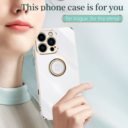 For iPhone 16 Pro Max XINLI Straight Edge 6D Electroplate TPU Phone Case with Ring Holder(Mint Green) - iPhone 16 Pro Max Cases by XINLI | Online Shopping South Africa | PMC Jewellery | Buy Now Pay Later Mobicred