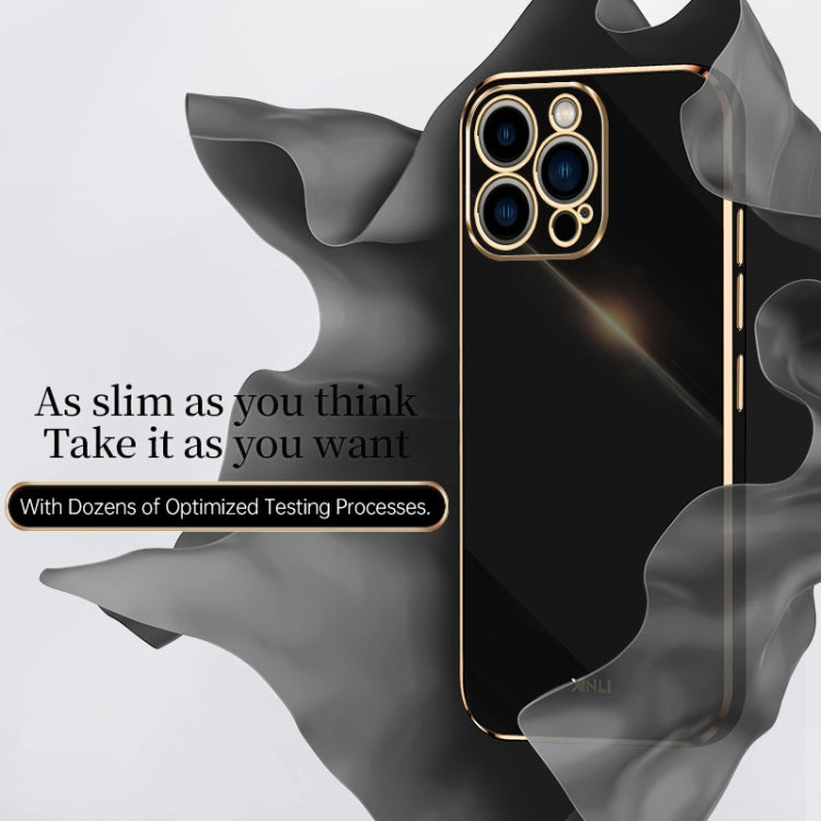 For iPhone 16 Pro Max XINLI Straight Edge 6D Electroplate TPU Phone Case(Pink) - free shipping - PMC Jewellery - Order now!