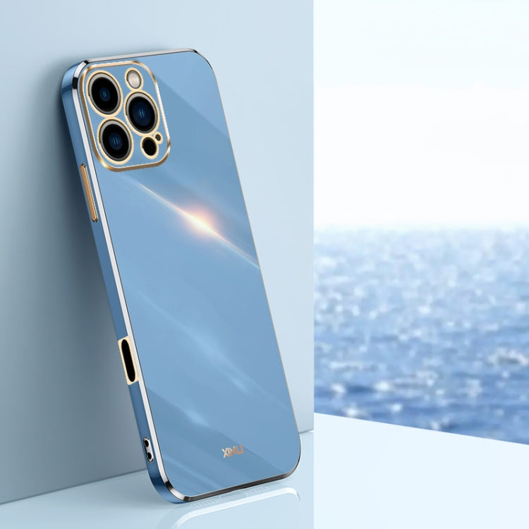 For iPhone 16 Pro XINLI Straight Edge 6D Electroplate TPU Phone Case(Celestial Blue) - iPhone 16 Pro Cases by XINLI | Online Shopping South Africa | PMC Jewellery | Buy Now Pay Later Mobicred