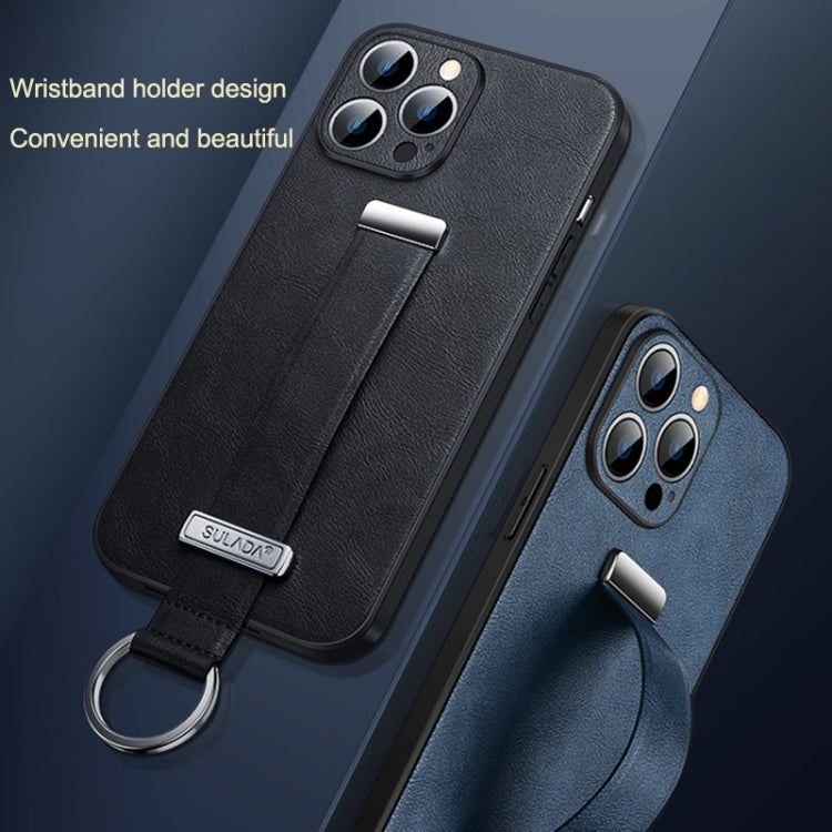 For iPhone 16 SULADA Tide Cool Series PC + Leather Texture Skin Feel Phone Case(Black) - free shipping - PMC Jewellery - Order now!