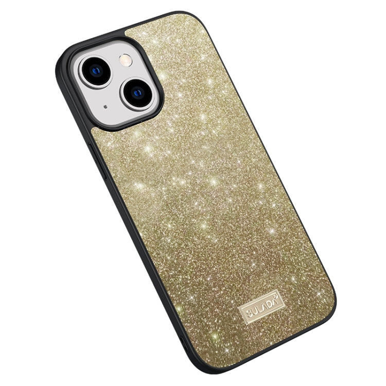 For iPhone 15 SULADA Glittery PC Hybrid TPU Handmade Leather Phone Case(Gold) - free shipping - PMC Jewellery - Order now!