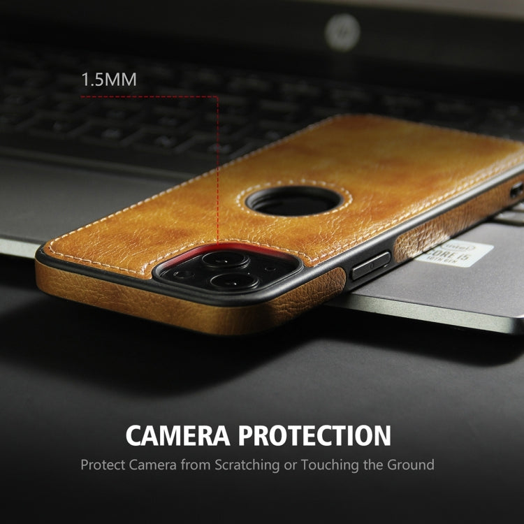 For iPhone 15 Pro Leather Texture Stitching Phone Case(Brown) - iPhone 15 Pro Cases by PMC TechLife | Online Shopping South Africa | PMC TechLife | Buy Now Pay Later Mobicred