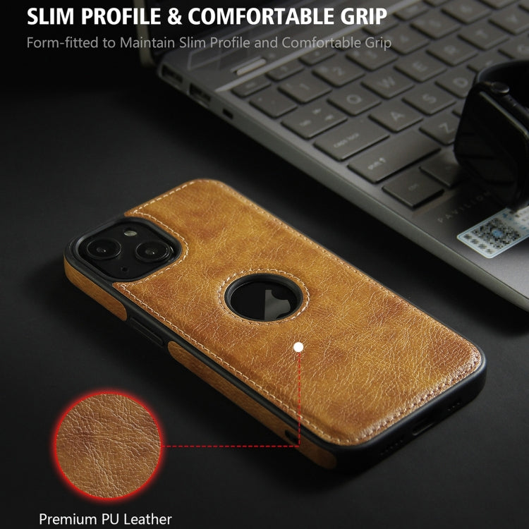 For iPhone 15 Pro Leather Texture Stitching Phone Case(Brown) - iPhone 15 Pro Cases by PMC TechLife | Online Shopping South Africa | PMC TechLife | Buy Now Pay Later Mobicred
