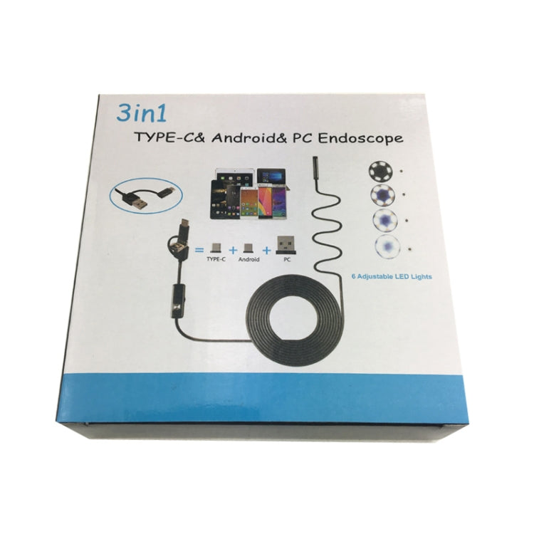 AN100 3 in 1 IP67 Waterproof USB-C / Type-C + Micro USB + USB HD Endoscope Snake Tube Inspection Camera for Parts of OTG Function Android Mobile Phone, with 6 LEDs, Lens Diameter:5.5mm(Length: 5m) -  by PMC Jewellery | Online Shopping South Africa | PMC Jewellery | Buy Now Pay Later Mobicred