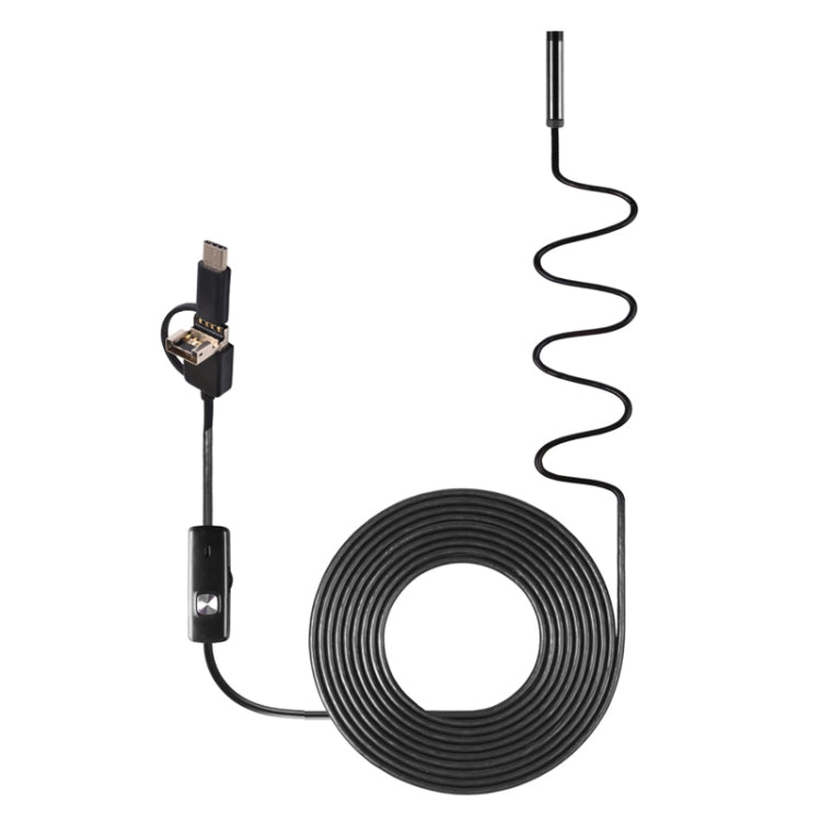 AN100 3 in 1 IP67 Waterproof USB-C / Type-C + Micro USB + USB HD Endoscope Snake Tube Inspection Camera for Parts of OTG Function Android Mobile Phone, with 6 LEDs, Lens Diameter:7mm(Length: 5m) -  by PMC Jewellery | Online Shopping South Africa | PMC Jewellery | Buy Now Pay Later Mobicred