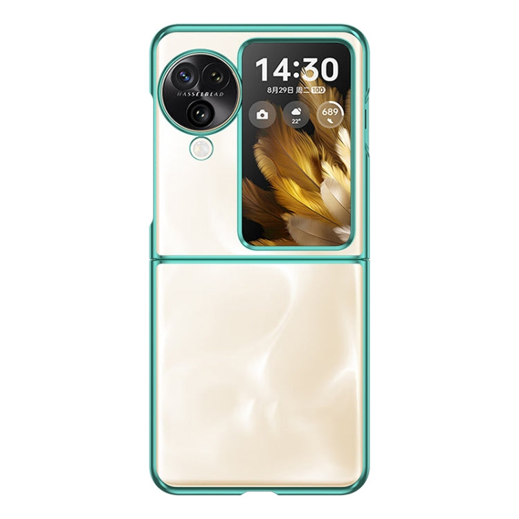 For OPPO Find N3 Flip Full Coverage Electroplate PC Transparent Phone Case(Green) - OPPO Cases by PMC TechLife | Online Shopping South Africa | PMC TechLife | Buy Now Pay Later Mobicred