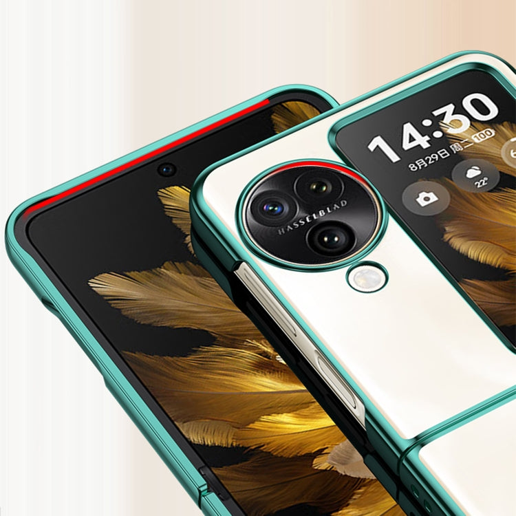 For OPPO Find N3 Flip Full Coverage Electroplate PC Transparent Phone Case(Green) - OPPO Cases by PMC TechLife | Online Shopping South Africa | PMC TechLife | Buy Now Pay Later Mobicred