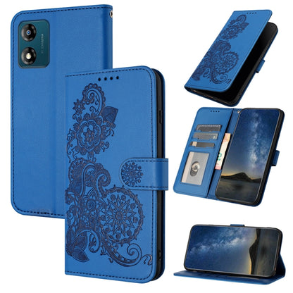 For Motorola Moto E13 Datura Flower Embossed Flip Leather Phone Case(Blue) - Motorola Cases by PMC Jewellery | Online Shopping South Africa | PMC Jewellery | Buy Now Pay Later Mobicred