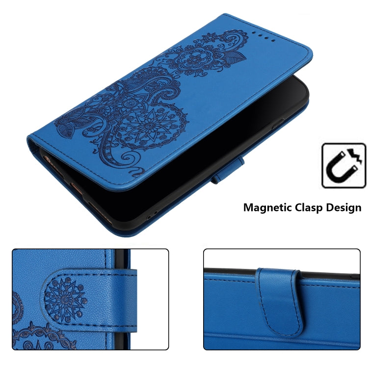 For Motorola Moto E13 Datura Flower Embossed Flip Leather Phone Case(Blue) - Motorola Cases by PMC Jewellery | Online Shopping South Africa | PMC Jewellery | Buy Now Pay Later Mobicred