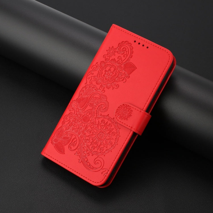 For Motorola Edge 5G 2024 Datura Flower Embossed Flip Leather Phone Case(Red) - Motorola Cases by PMC Jewellery | Online Shopping South Africa | PMC Jewellery | Buy Now Pay Later Mobicred