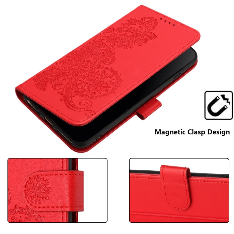 For Motorola Edge 5G 2024 Datura Flower Embossed Flip Leather Phone Case(Red) - Motorola Cases by PMC Jewellery | Online Shopping South Africa | PMC Jewellery | Buy Now Pay Later Mobicred