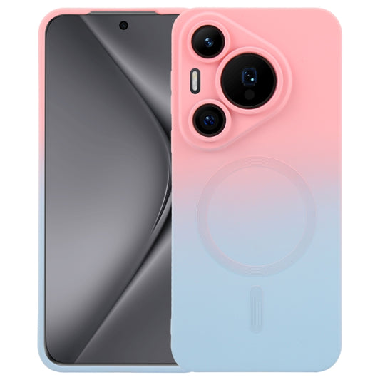 For Huawei Pura 70 Liquid TPU Silicone Gradient MagSafe Phone Case(Pink Blue) - Huawei Cases by PMC Jewellery | Online Shopping South Africa | PMC Jewellery | Buy Now Pay Later Mobicred