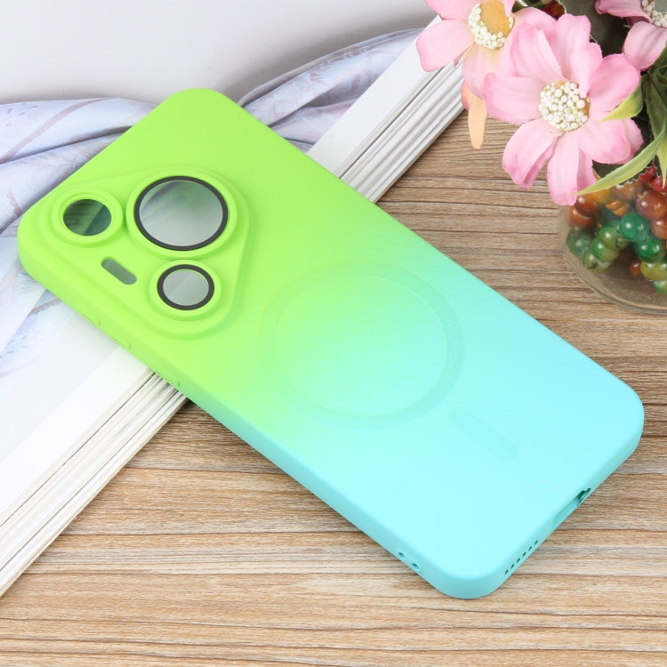 For Huawei Pura 70 Liquid TPU Silicone Gradient MagSafe Phone Case(Cyan Blue) - free shipping - PMC Jewellery - Order now!