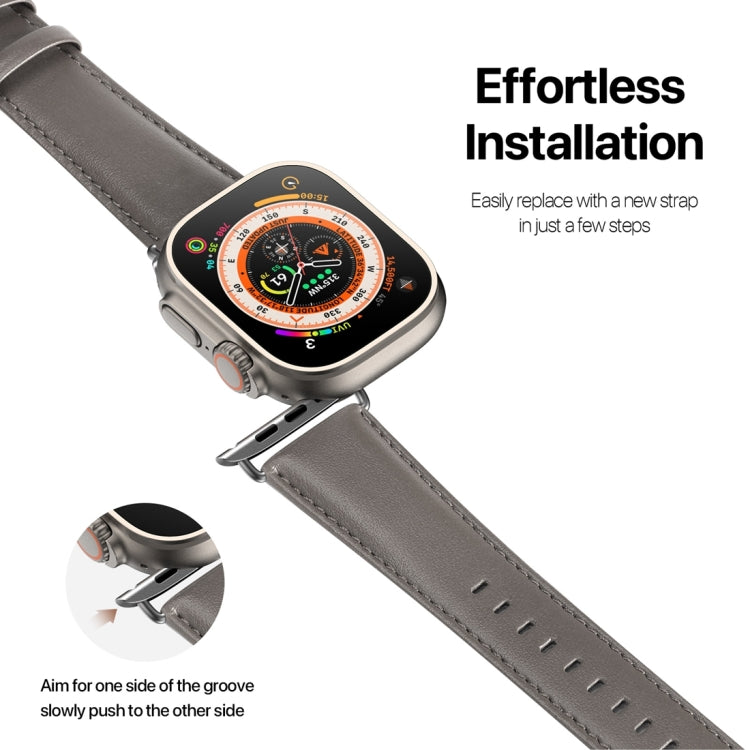 For Apple Watch 8 41mm DUX DUCIS YS Series Genuine Leather Watch Band(Grey) - Watch Bands by DUX DUCIS | Online Shopping South Africa | PMC Jewellery | Buy Now Pay Later Mobicred