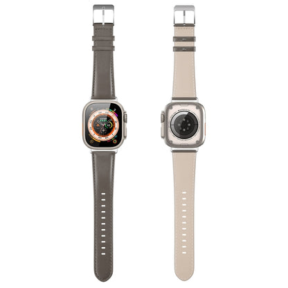 For Apple Watch SE 2022 40mm DUX DUCIS YS Series Genuine Leather Watch Band(Grey) - Watch Bands by DUX DUCIS | Online Shopping South Africa | PMC Jewellery | Buy Now Pay Later Mobicred