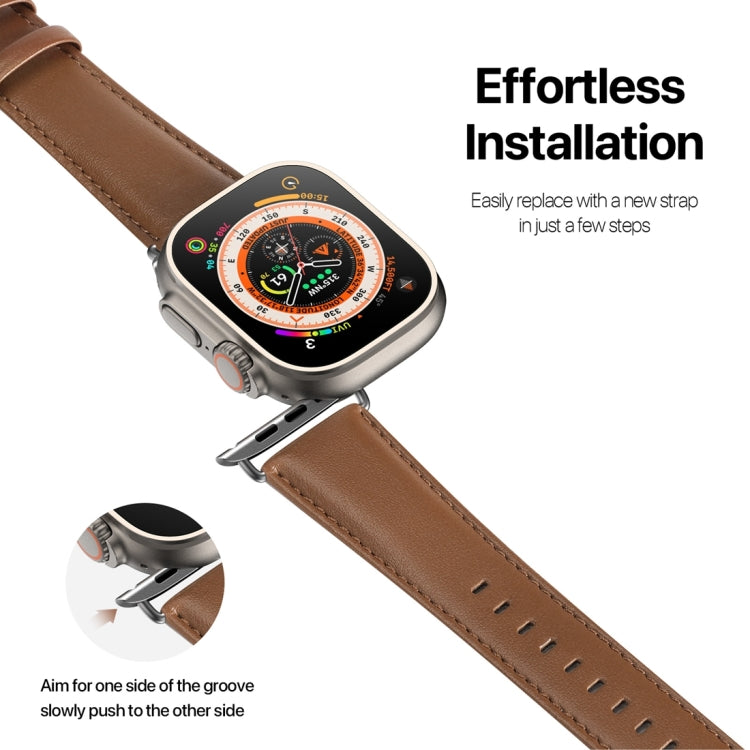 For Apple Watch SE 44mm DUX DUCIS YS Series Genuine Leather Watch Band(Brown) - Watch Bands by DUX DUCIS | Online Shopping South Africa | PMC Jewellery | Buy Now Pay Later Mobicred