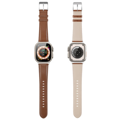 For Apple Watch 5 44mm DUX DUCIS YS Series Genuine Leather Watch Band(Brown) - Watch Bands by DUX DUCIS | Online Shopping South Africa | PMC Jewellery | Buy Now Pay Later Mobicred