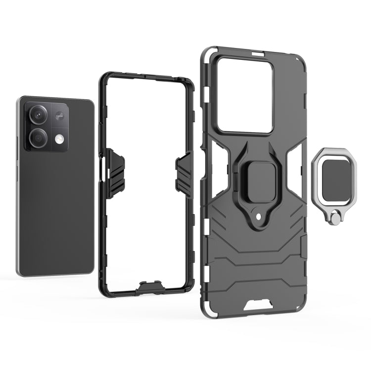 For Xiaomi Redmi Note 13 Shockproof PC + TPU Holder Phone Case(Red) - Xiaomi Cases by PMC TechLife | Online Shopping South Africa | PMC TechLife | Buy Now Pay Later Mobicred