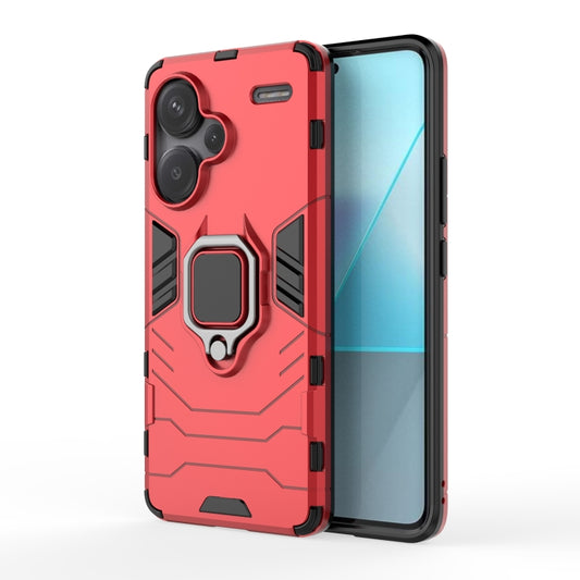 For Xiaomi Redmi Note 13 Pro+ Shockproof PC + TPU Holder Phone Case(Red) - Xiaomi Cases by PMC Jewellery | Online Shopping South Africa | PMC Jewellery | Buy Now Pay Later Mobicred