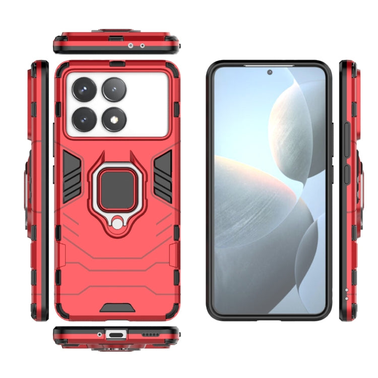 For Xiaomi Redmi K70 Shockproof PC + TPU Holder Phone Case(Red) - K70 Cases by PMC Jewellery | Online Shopping South Africa | PMC Jewellery | Buy Now Pay Later Mobicred