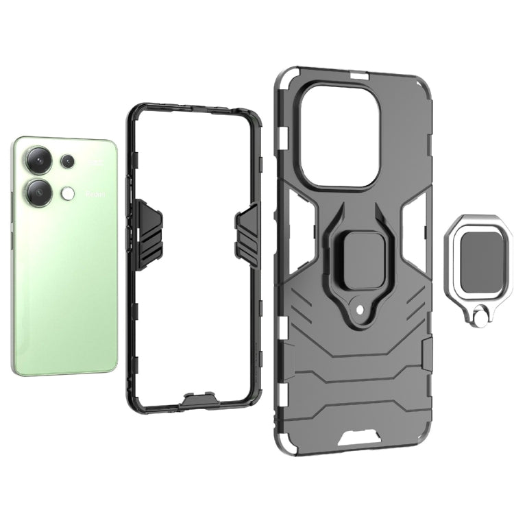 For Xiaomi Redmi Note 13 4G Shockproof PC + TPU Holder Phone Case(Navy Blue) - Note 13 Cases by PMC TechLife | Online Shopping South Africa | PMC TechLife | Buy Now Pay Later Mobicred