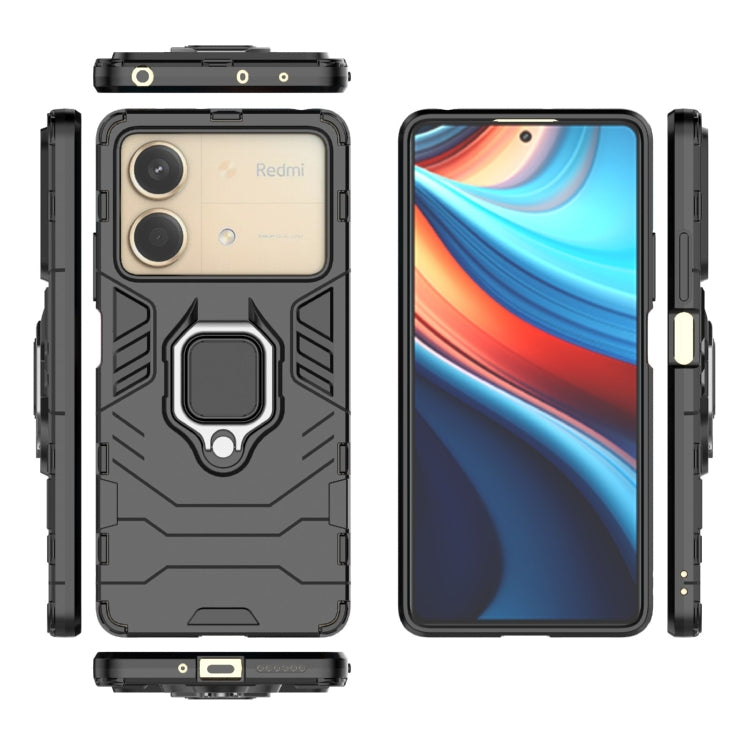 For Xiaomi Redmi Note 13R Pro 5G Shockproof PC + TPU Holder Phone Case(Black) - Xiaomi Cases by PMC TechLife | Online Shopping South Africa | PMC TechLife | Buy Now Pay Later Mobicred