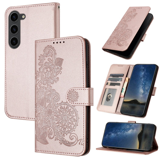 For Samsung Galaxy S23 FE Datura Flower Embossed Flip Leather Phone Case(Rose Gold) - Galaxy S23 FE 5G Cases by PMC Jewellery | Online Shopping South Africa | PMC Jewellery