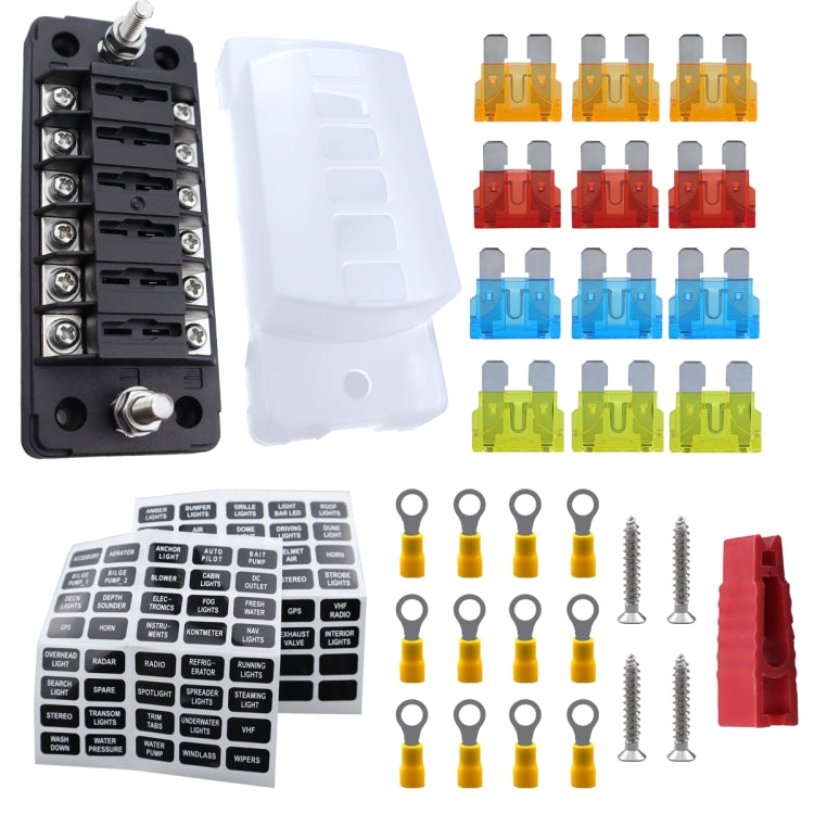 CP-4041 Vertical 6 Way Fuse Block with Fuses and Terminals - Fuse by PMC TechLife | Online Shopping South Africa | PMC TechLife | Buy Now Pay Later Mobicred