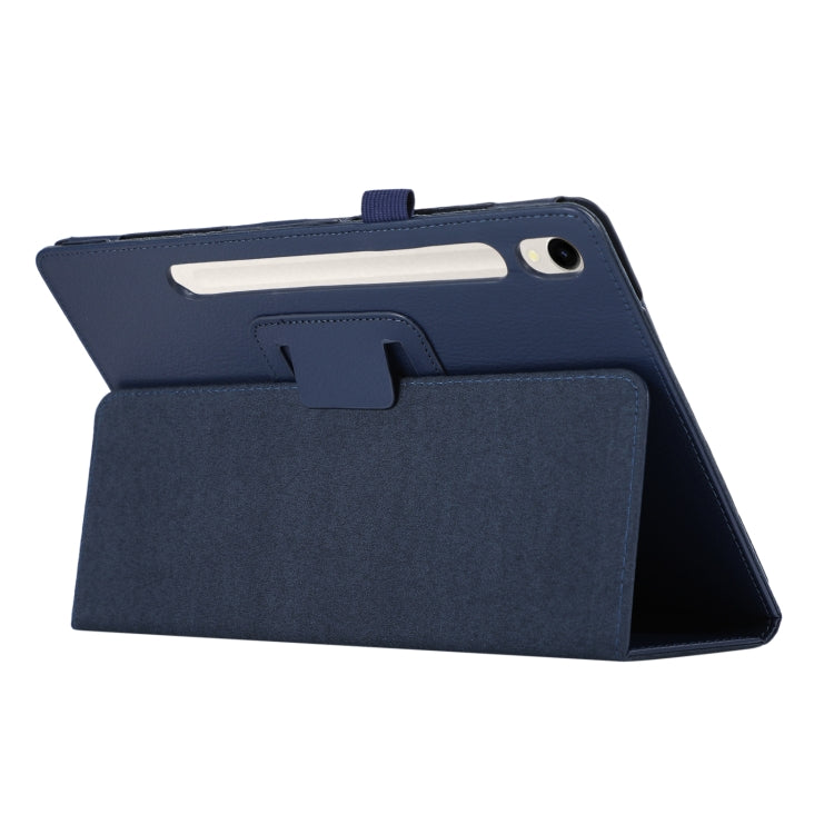 For Samsung Galaxy Tab S9 Litchi Texture Leather Tablet Case with Holder(Dark Blue) - Other Galaxy Tab PC by PMC Jewellery | Online Shopping South Africa | PMC Jewellery | Buy Now Pay Later Mobicred