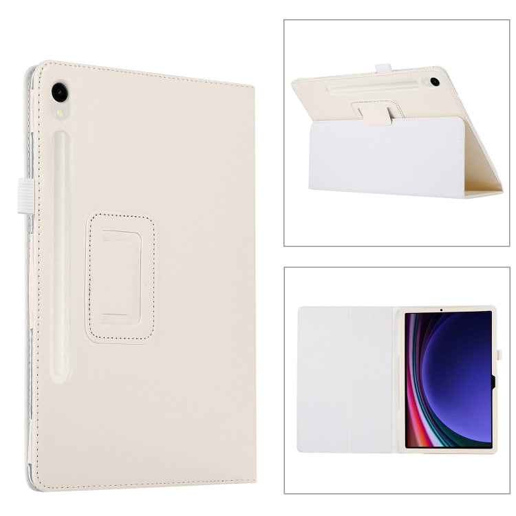 For Samsung Galaxy Tab S9+ / S10+ Litchi Texture Leather Tablet Case with Holder(White) - Other Galaxy Tab PC by PMC Jewellery | Online Shopping South Africa | PMC Jewellery | Buy Now Pay Later Mobicred